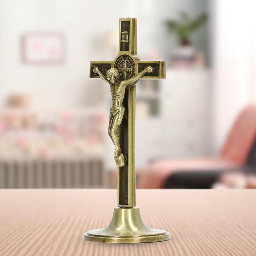 Catholic   Hand Made Zinc Alloy Metal Vertical Catholic Crucifix Wall   with Removable Base