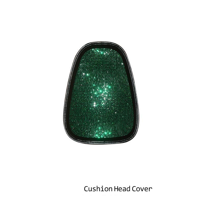 Autositzbezug-Set, Bling-Innenzubehör für Frauen, Diamant-Kopf-Rückenlehnenkissen-Schutz, Rücksitz-Schutzpolster