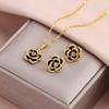 New Fashion Gold Plated Necklaces Earrings Sets For Women Female Trendy Party Jewelry Girls Daily Wear Neck Chain Earrings