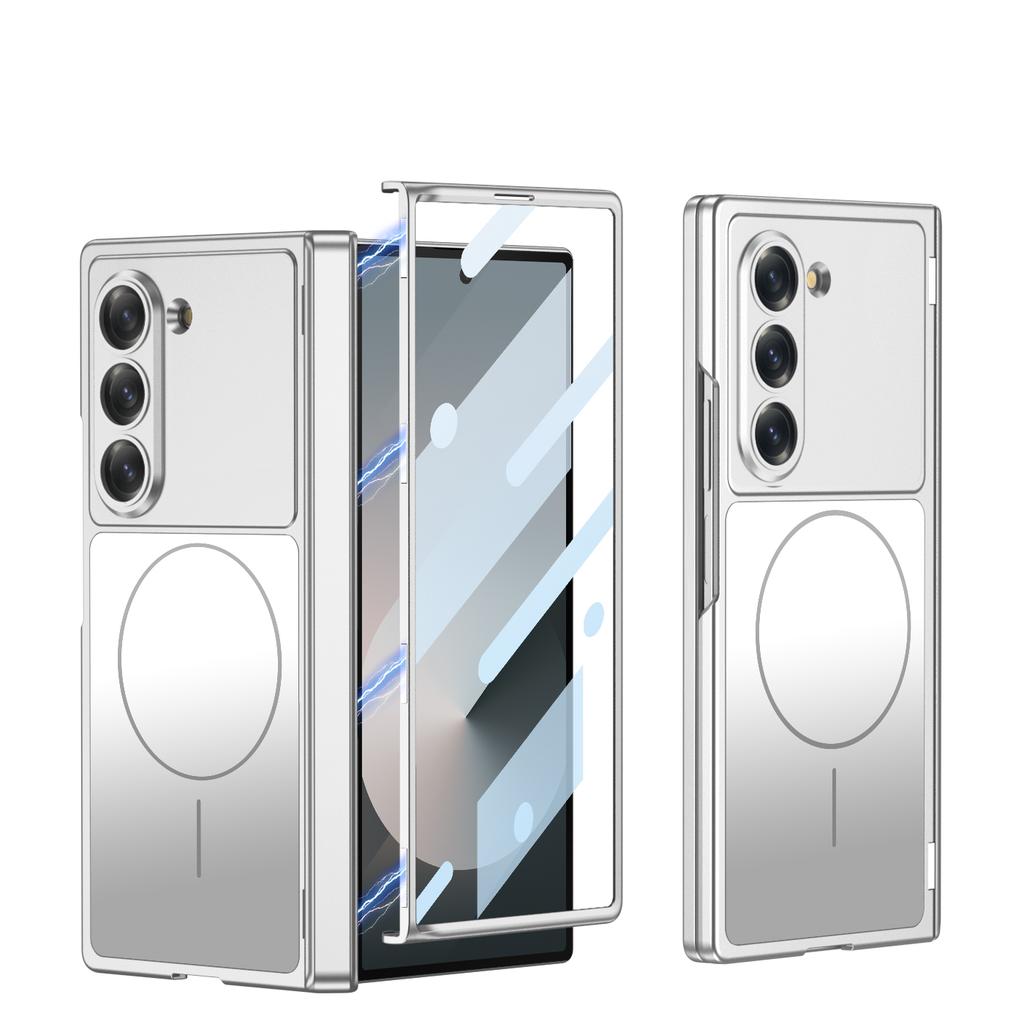 For Magsafe Phone Case for Samsung Galaxy Z Fold 7 6 FoldMatte Hinge with Mirror Film All-inclusive Shockproof Protection Cover
