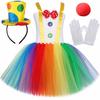 Fantasia de Palhaça Princesa para Meninas de Halloween - Saia Bufante de Tule, Vestido de Festa de Carnaval, Roupa Infantil Estilo Europeu e Americano