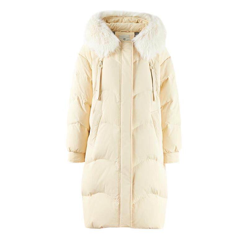 Women's Hooded Fur Collar Long Down Jacket