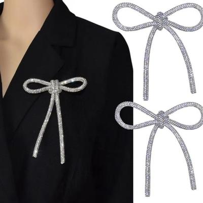 Sparkly Rhinestone Pin Elegant Fashion Suit Accessories Gift Crystal Bow Brooches  Chest Decoration