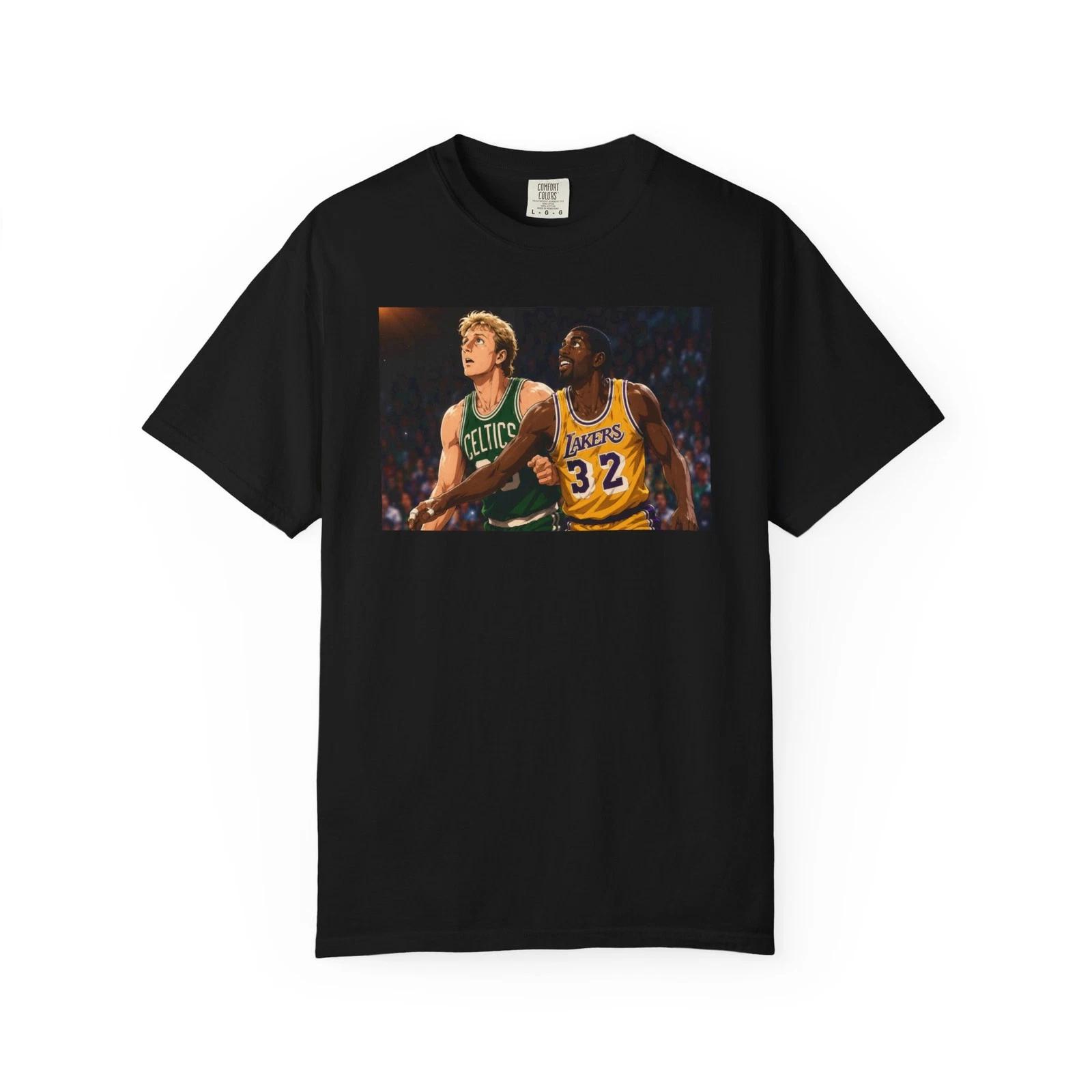 Magic Johnson vs Larry Bird Shirt Lakers Celtics NBA Basketball 80s Anime Art XXL