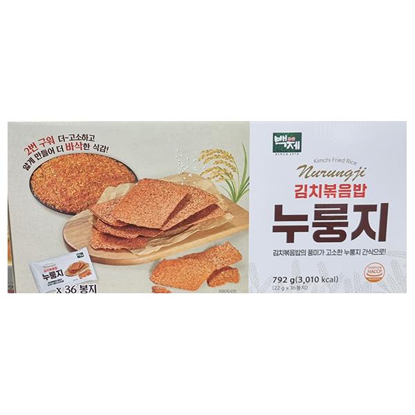 Baekje Kimchi Fried Rice Scorched Rice Snacking 22g x 36 Packs