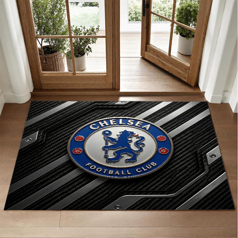 Chelsea FC Design Crystal Velvet Rug Soft Decorative Mat for Bedroom Entrance