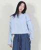 Deumakeu Color Stitch Maxi Crop T-Shirt Sky Blue