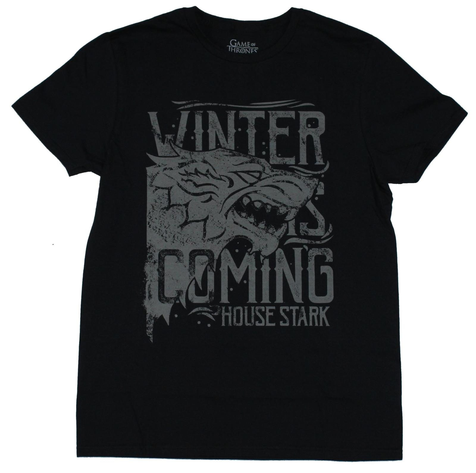 Game of Thrones Mens T-Shirt - Gray Winter is Coming House Stark Head Image XXXXL