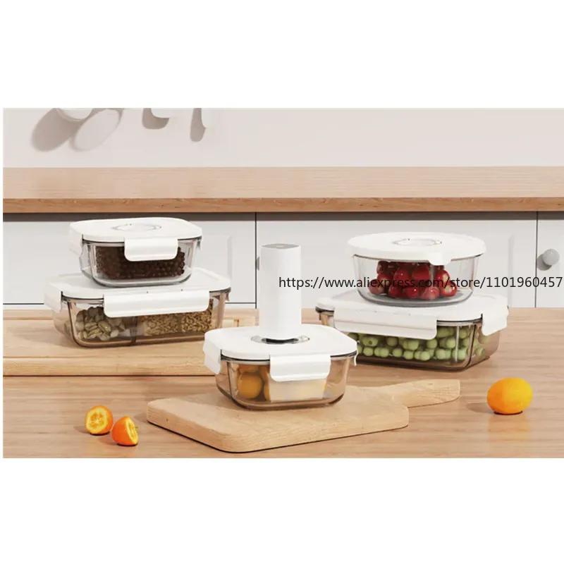 Food Vacuum Storage Box Container with Free Vacuum Pump for Storage Bag Home Outdoor Organizer Kitchen Fresh-Keeping Sealer Tool