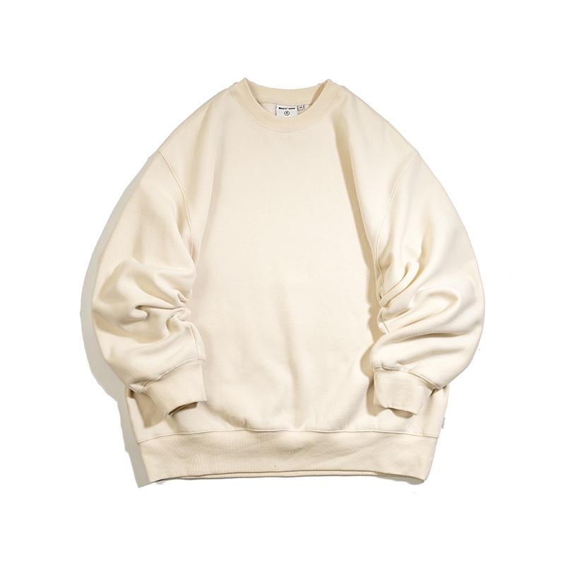 Men's Retro Loose Fit Hoodie - 380G Pure Cotton Terry, Solid Color, Long Sleeve, Korean Style.