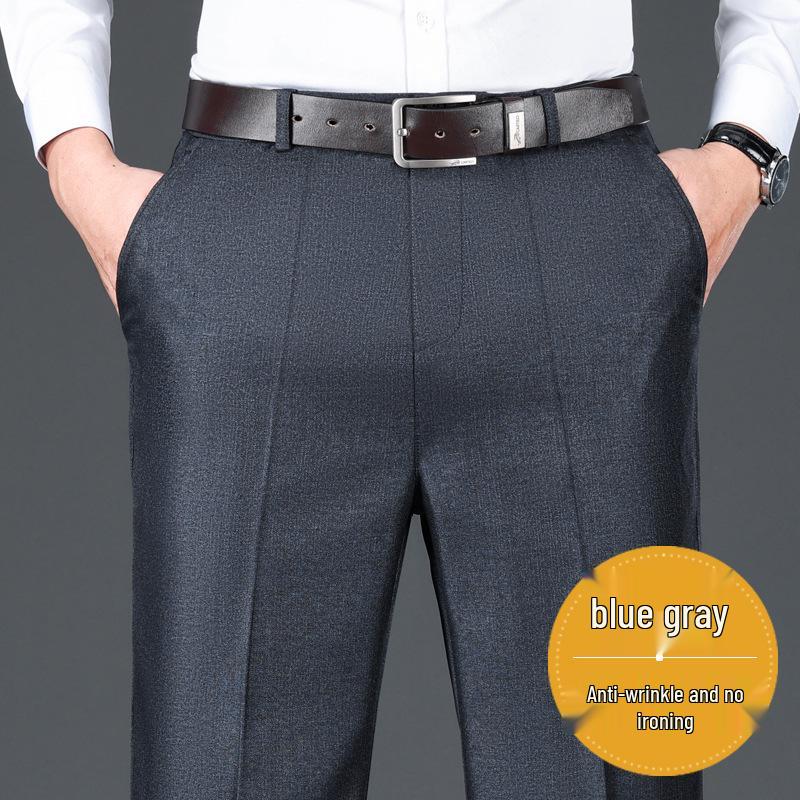 Pánské business casual kalhoty s vysokým pasem a rovnými nohavicemi – Elastické, měkké, šetrné k pokožce, volný střih, společenské kalhoty na podzim