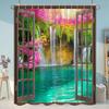 Simulation Window Beach Forest Outdoor Shower Curtain Tropical Seaside Landscape Bohemian Cloth Hanging Curtains Bathroom Decor
