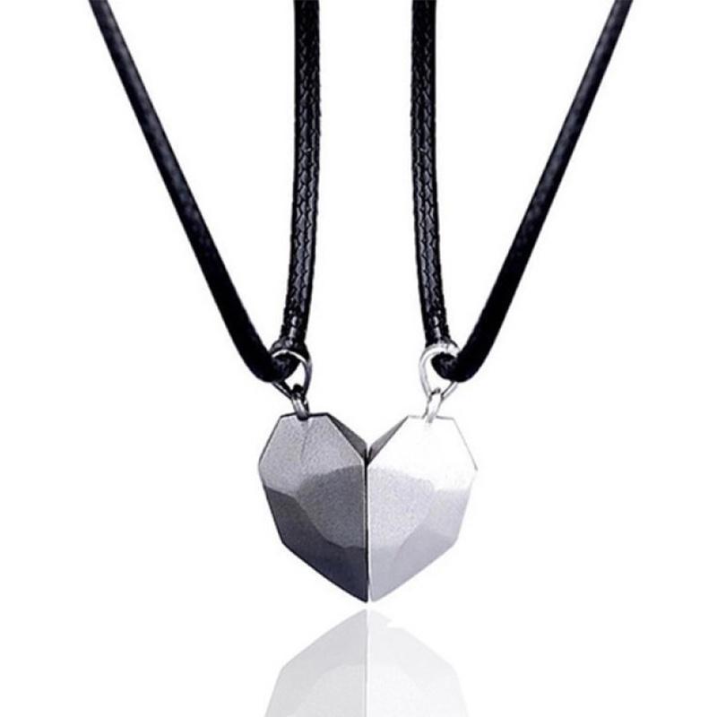 Unique Lover Heart Pendant Necklace Magnetic Couple Gift