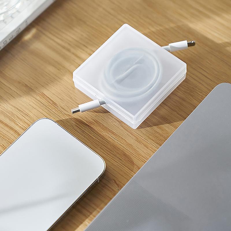 1Pc Portable Transparent Power Cord Organizer Data Cable Storage Box Usb Cable Winding Device Data Cable Storage Protector