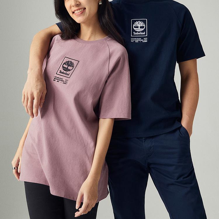 Timberland Solid Color Casual Embroidered Logo Round Neck Short Sleeve T-Shirt Men Tops Deep-Sapphire-Blue A2DVY-433