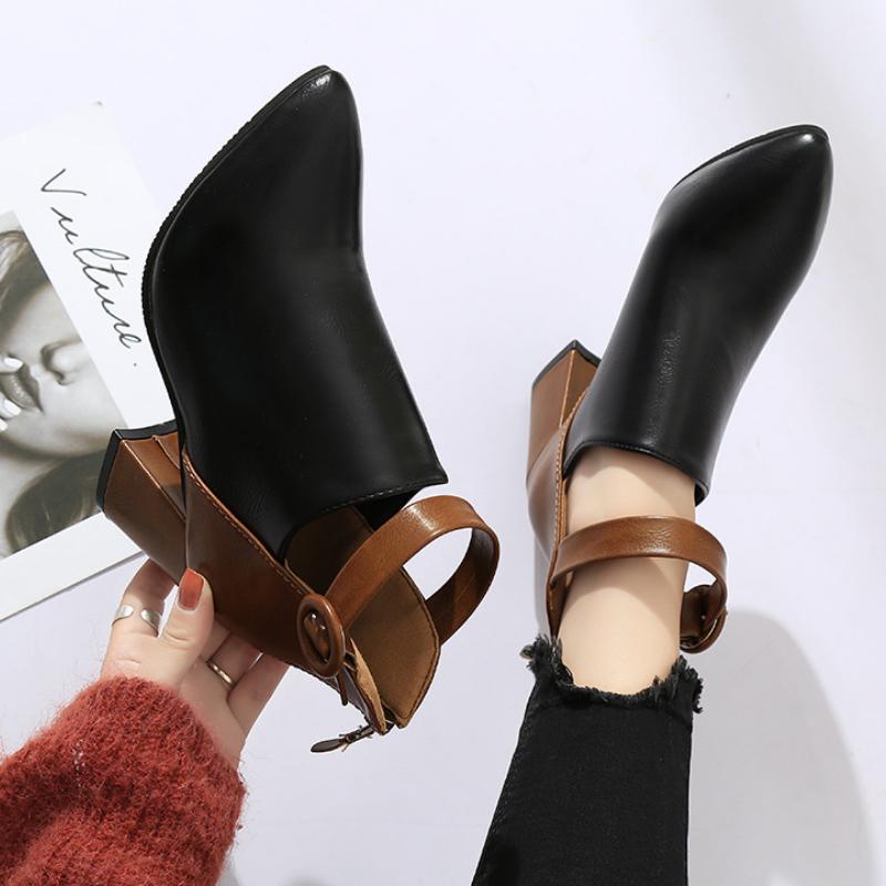 New Arrival Size 35-44 Women Boots for Autumn Large Size High Heels Ankle Boots Women Pumps Shoes Pointed Toe Booties WSH4190