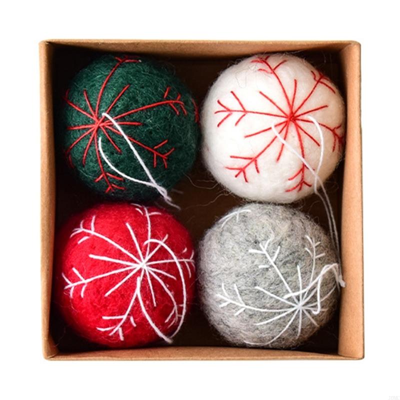 4pcs Christmas Felt Ball Snowflake Decoration Multi Use Holiday Decorations For Party Gift Home Decoration J0MC
