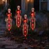 Outdoor Walkway Solar Decor 4 Pcs Light Up Skeleton Decoration, 3D Creepy Human Halloween Party Garden Props Pathway Light, Waterproof LED Yard