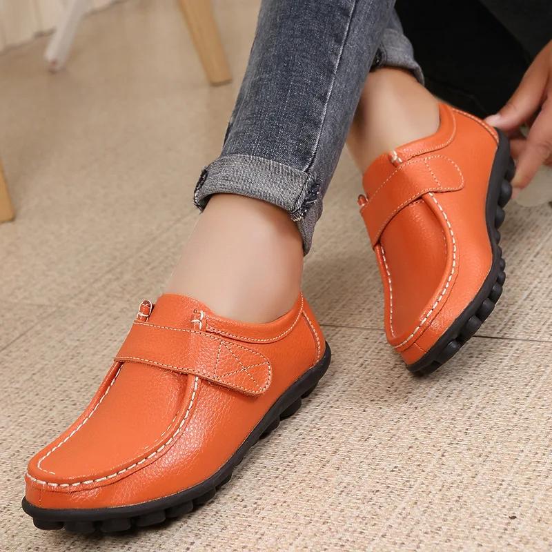 New Fashion Leather Flat Shoes Women Soft Bottom Woman Pointe Shoes Feminino Loafers Casual Women Flats Boots