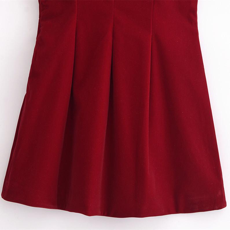 2025 Spring Women's Slim V-Neck Corduroy Suspender Dress