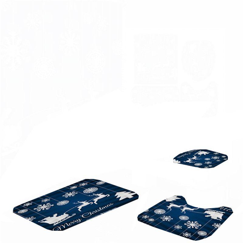 High Quality Christmas Shower Curtain And Toilet Mat Set For Elegant And Cozy Bathroom Decor