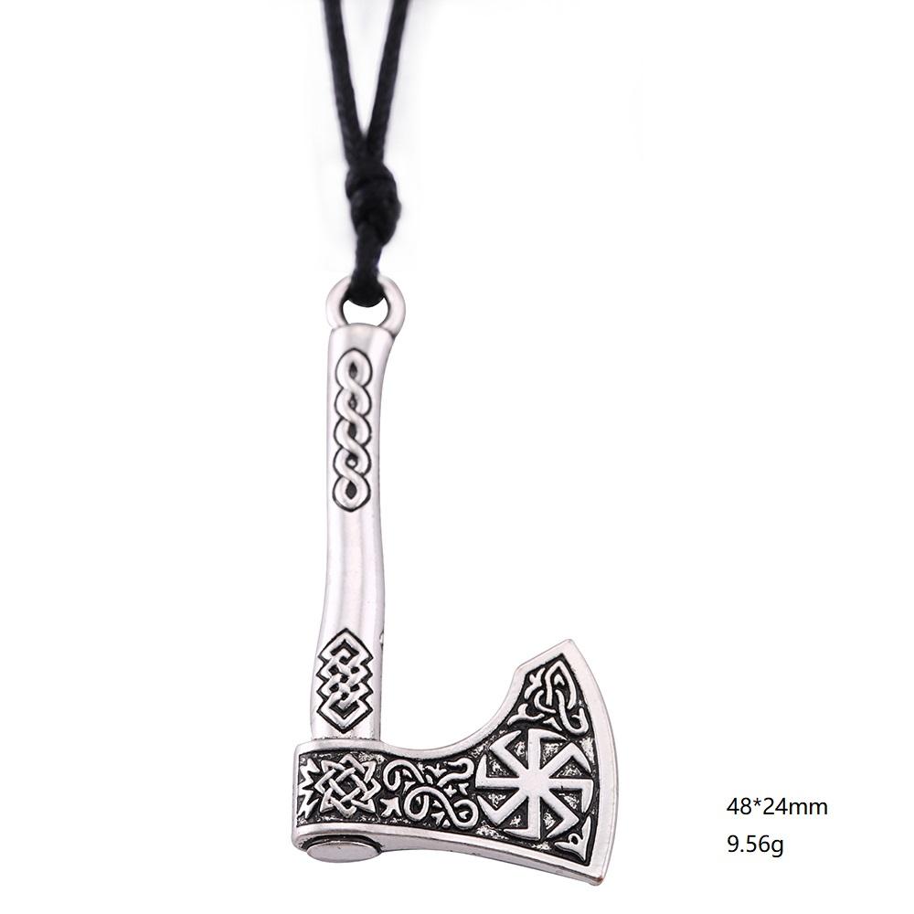 Viking Axe Necklace for Men Norse Runes Compass Pendant Vintage Amulet Jewelry Male Boy Gifts