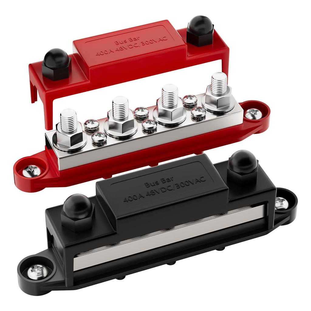 400A Bus Bar Power Distribution Block with 5/16" Stud Battery Copper Bus Bar 48V DC Automotive Marine Distribution Block