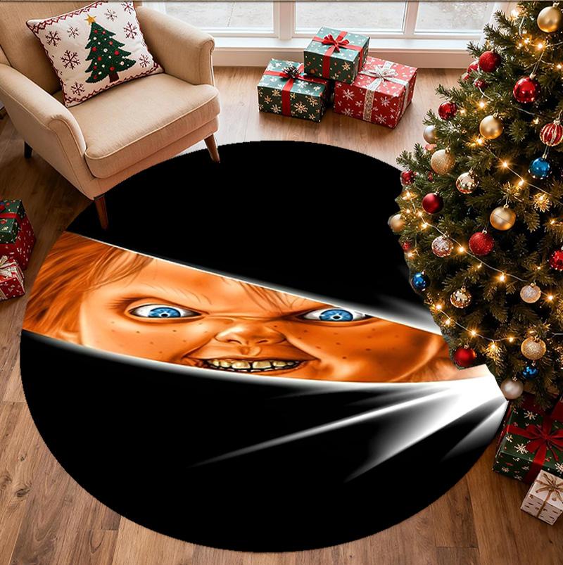 Chucky Pattern Round Rug, Indoor/Outdoor Mat, for Picnic, Gameroom, Bedroom, Office, Living Room, Home Decor Carpet, Birthday Gift