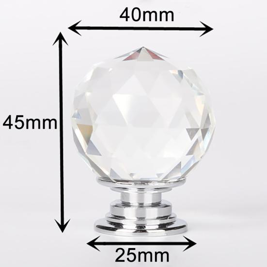 20/30/40 mm křišťálové sklo Kuchyňská skříňka Skříňka Knoflík zásuvky Rukojeť skříně
