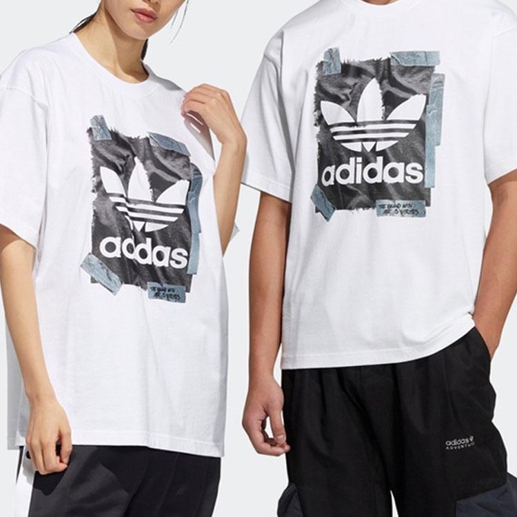 Adidas Originals Clover Casual Round Neck Breathable Short Sleeve T-Shirt Unisex Tops White HL4114