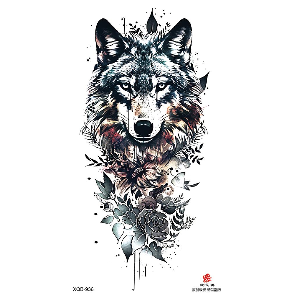 2026 Nuovo Tatuaggio Temporaneo Impermeabile Adesivo Fuoco Foresta Leone Lupo Tigre Flash Tatuaggi Uomo Corona Corpo Braccio Finto Tatuaggio