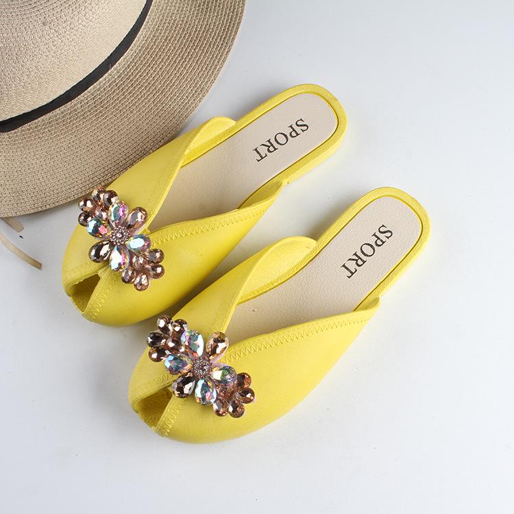 Yuzhihao Summer Rhinestone Flower Flat Women s Sandals 38