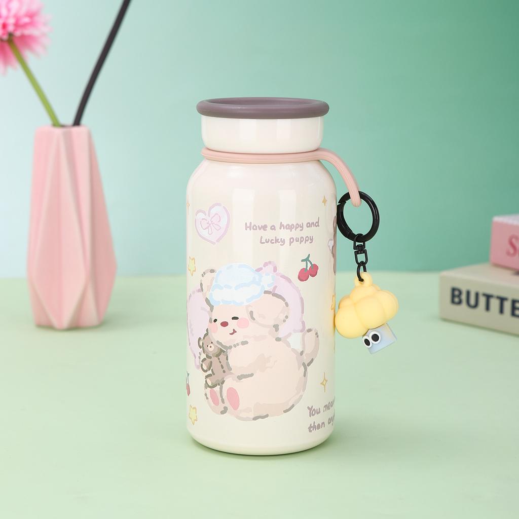 New Cute Cartoon Dog Milk Cup High Appearance Level Girl Stainless Steel Thermos Cup Portable Accompanying Cup