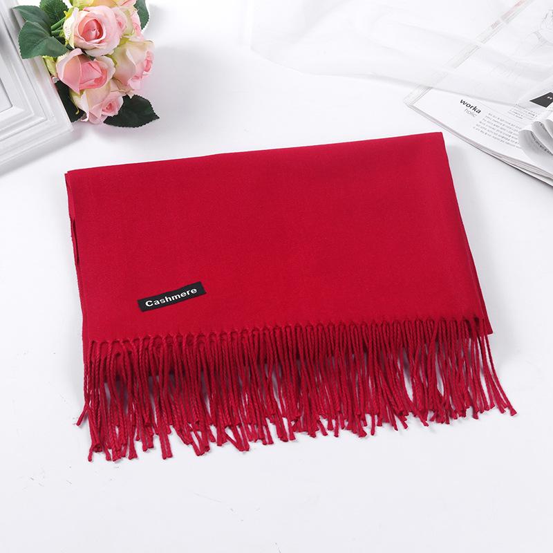 Women's Red Winter Scarf: High-End Imitation Cashmere Shawl, Versatile Warm Neck Wrap, Ideal Gift