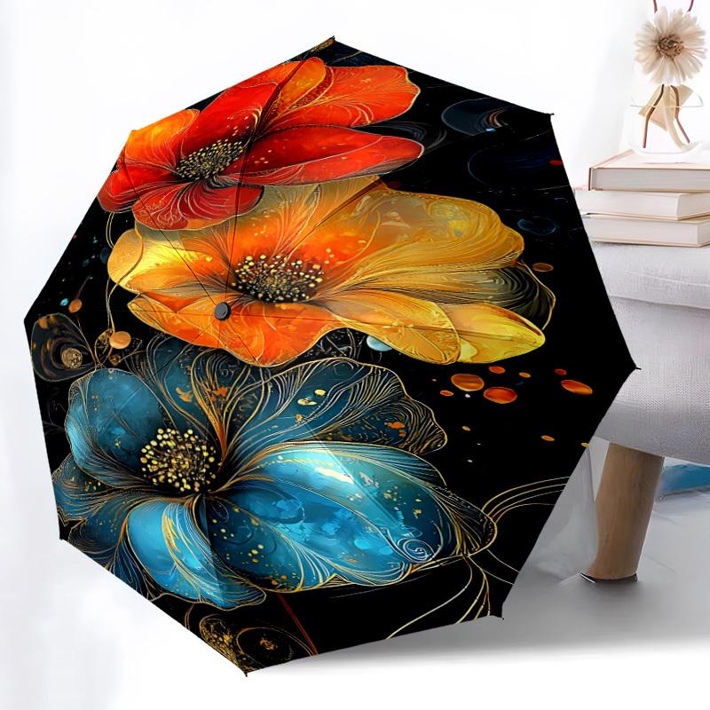 1pc Floral Abstract Automatic Open/Close Umbrella Compact Folding Umbrella, All-Season Portable Umbrella for Women/Men F1124243