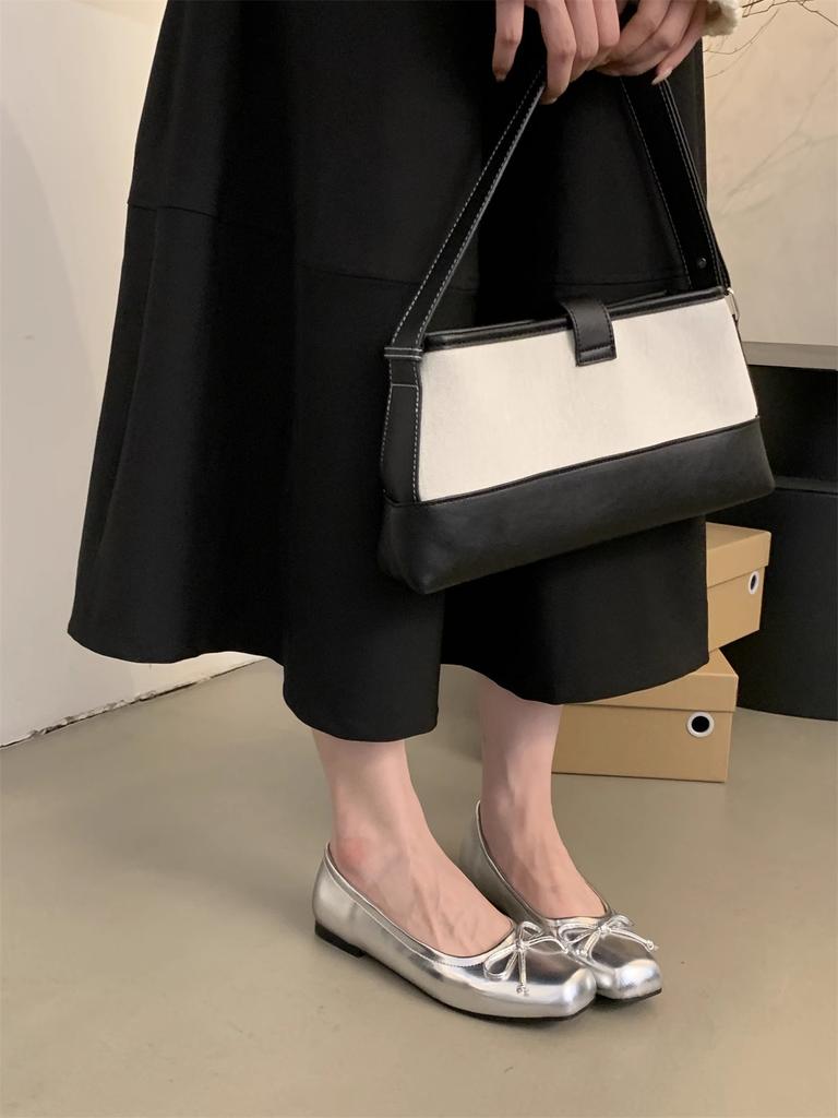 French Silver Retro Square Head Light Mouth Low Heel Single Shoes Women's Summer 2025 New with Skirt Versatile Mary Jane Shoes