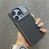 Titanium Gray Metal Lens Holder Carbon Fiber Phone Case for iPhone 15 14 13 Pro Max Full Shockproof Metal Button Hard Back Cover