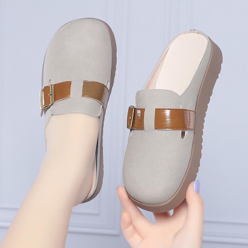 Lazy Slip-on Women's Spring and Summer Sandals, Closed-toe Slippers, Soft-soled Women's Shoes, Thick-soled Casual Shoes