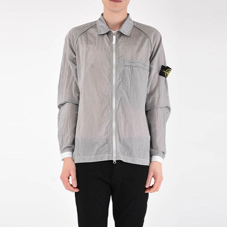 STONE ISLAND Ss23 Nylon Metal Shirt Collar Jacket Men Jackets Ice-Grey 761512321-V0003