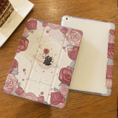 Für IPad Pro 12,9 21/20/19 Rose Planet Air4/5 10,9 Air 3 10,5 Air2/1 2017/2018 Gen5/6 9,7 Flip Stand Silikon Schutzhülle Abdeckung mit Stift Slot