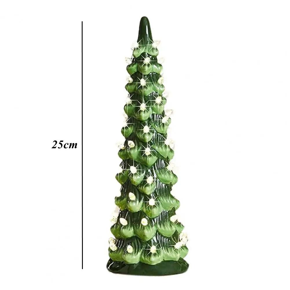 Christmas Tree Ornament Christmas Tree Statue with Colorful Light Colorful Led Mini Christmas Tree Figurine Resin for Home
