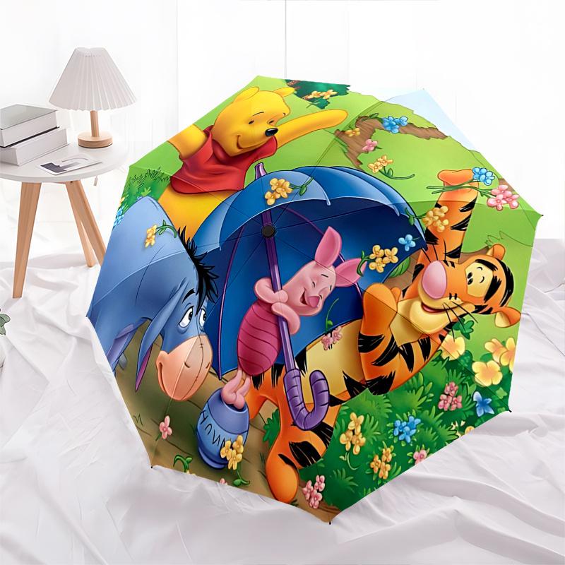 1 Auto Open Winnie the Pooh, Tigger Themed Colorful 8 rib Portable Umbrella for Men and Women, A Compact Commuting Companion Suitable for Da