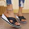 Women Wedge Slippers New Summer Platform Sexy Shoes Braided Square Toe Flat Sandals Beach Slides Home Women Shoes