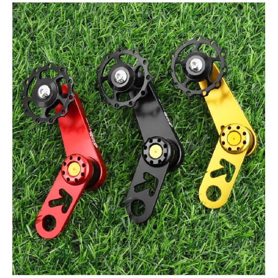 Single speed folding bicycle rear dial chain guide oval disc modified crimp chain to prevent chain drop