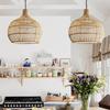 Handmade Rattan Woven Pendent Lamp Retro Decorative Lighting Fixtures Creative Designer Art Indoor Decorative Lights
