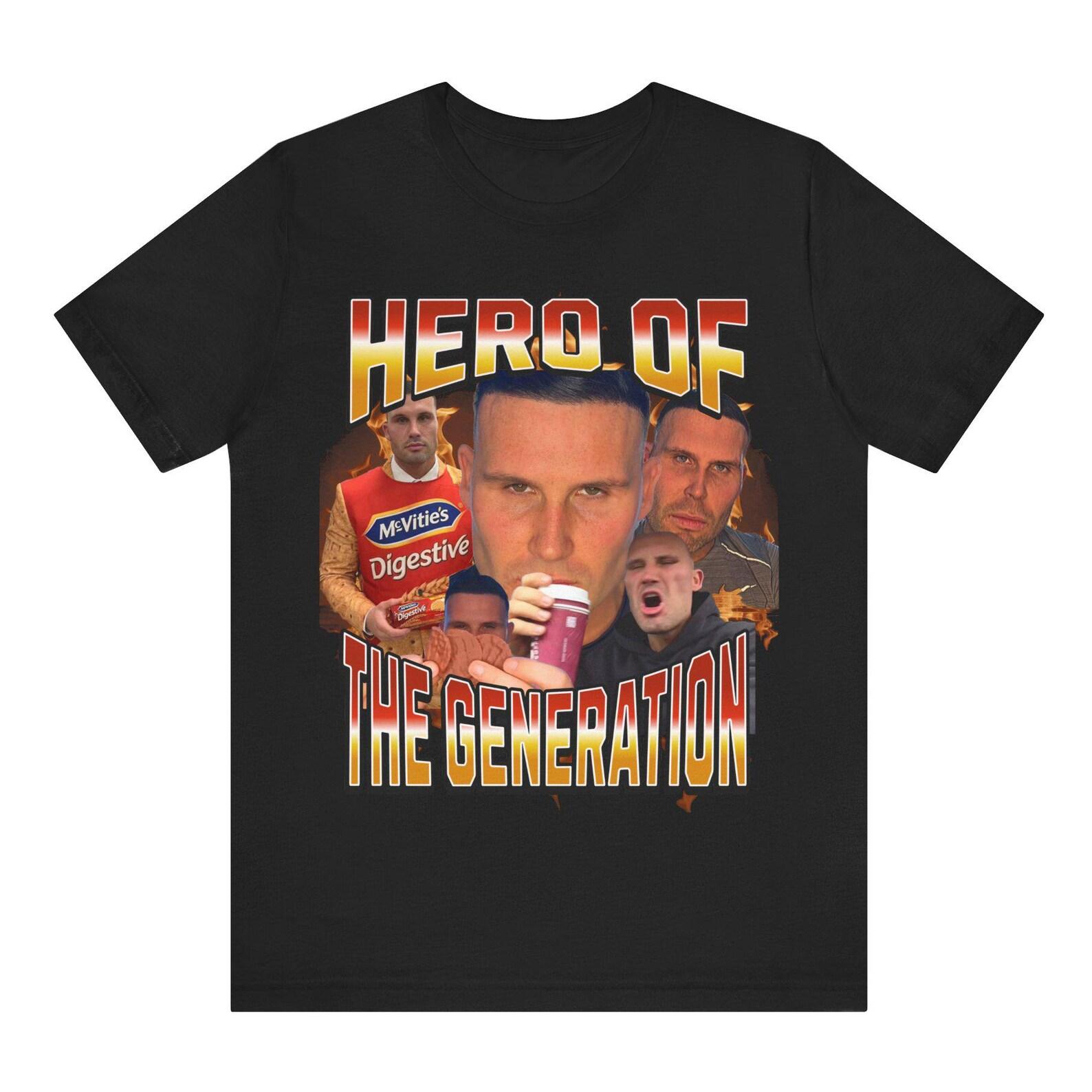 Gymskin Hero Of The Generation Graphic T-Shirt | Viral Meme Tee | Funny UK Culture Shirt | Streetwear Graphic Tee 4XL