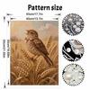 DIY 5D Pearl Bead Painting Kit with Frame Singing Bird Wheat Harvest Shiny Canvas Art for Bedroom Wall Decor and Gift