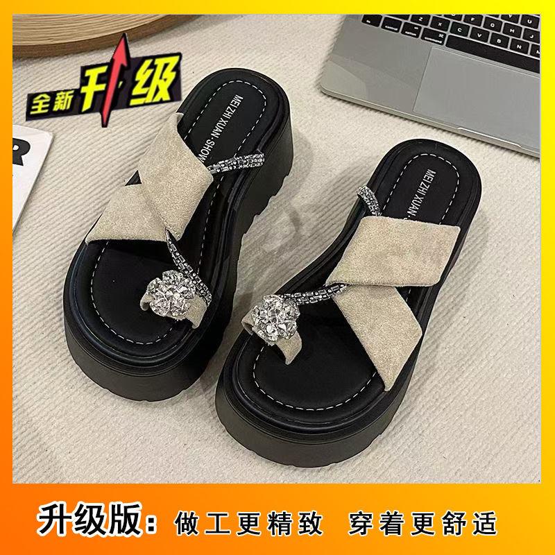 Height-increasing versatile non-slip with skirt cover, toe cool slippers, summer and Korean version thick-soled slippers, women's summer outer wear 2