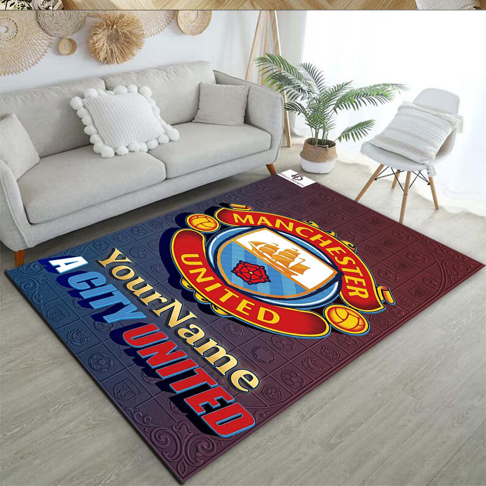 Manchester City Customize Your Name Floor Mat Design for Bedrooms Game Room Dormitory Foyer Antislip Carpet Decorate Offices Wedding Party Gift
