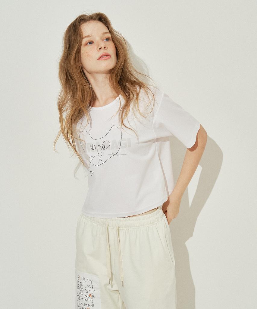 SARANAGI Se0524-Crop T-Shirt(White)